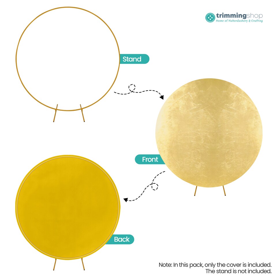 image 1 of 190GSM Shiny Gold Round Arch Wrinkle-Resistant Backdrop Cover - 150cm