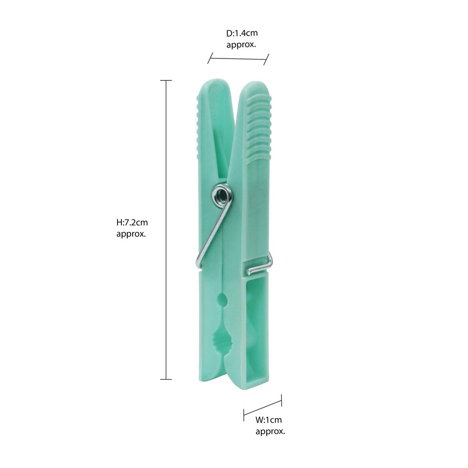 image 1 of JVL Plastic Peg Basket, Grey with 36 Strong Hold Plastic Pegs, Aqua