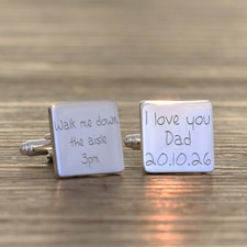 Personalised Walk Me Down The Aisle Silver Finish Cufflinks for Dad