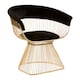 image 2 of Interiors by Premier Black Velvet and Gold Finish Chair, Easy to Clean Small Velvet Chair, Large Black Steel Frame Armchair