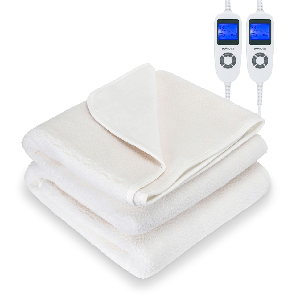image 1 of MONHOUSE Premium Soft Fleece Electric Blanket - Heated Under Blanket - King 180x200cm - Fitted Heated Mattress Cover - Machine Washable - 9 Heat Settings