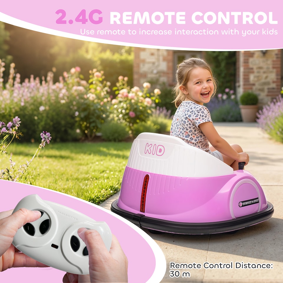 image 1 of AIYAPLAY 360 Rotation 12V Kids Bumper Car w Remote Control