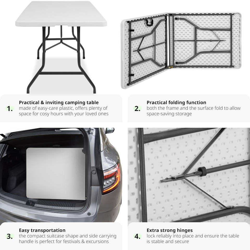 image 1 of Camping Table - foldable with carry handle White