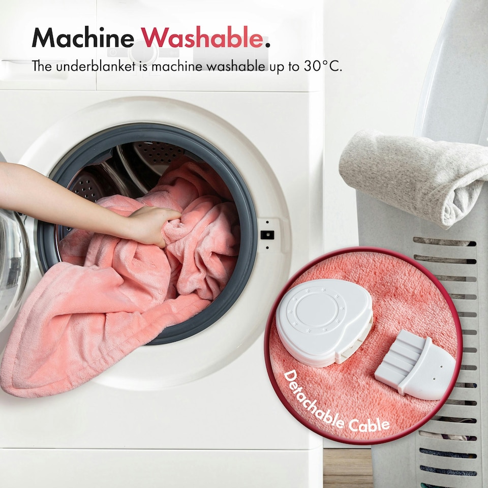 image 1 of VonHaus Heated Throw Blanket with Digital Control Pink