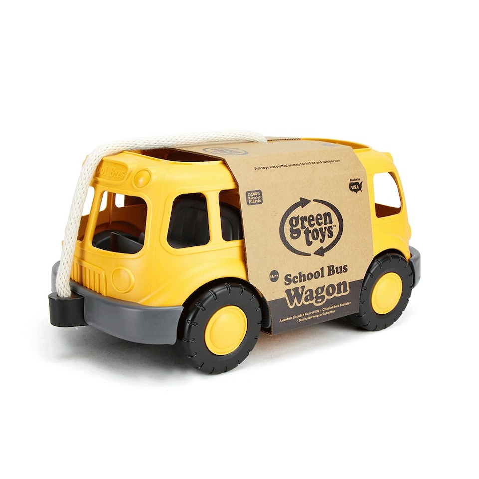 image 1 of Green Toys Pull Along School Bus Wagon