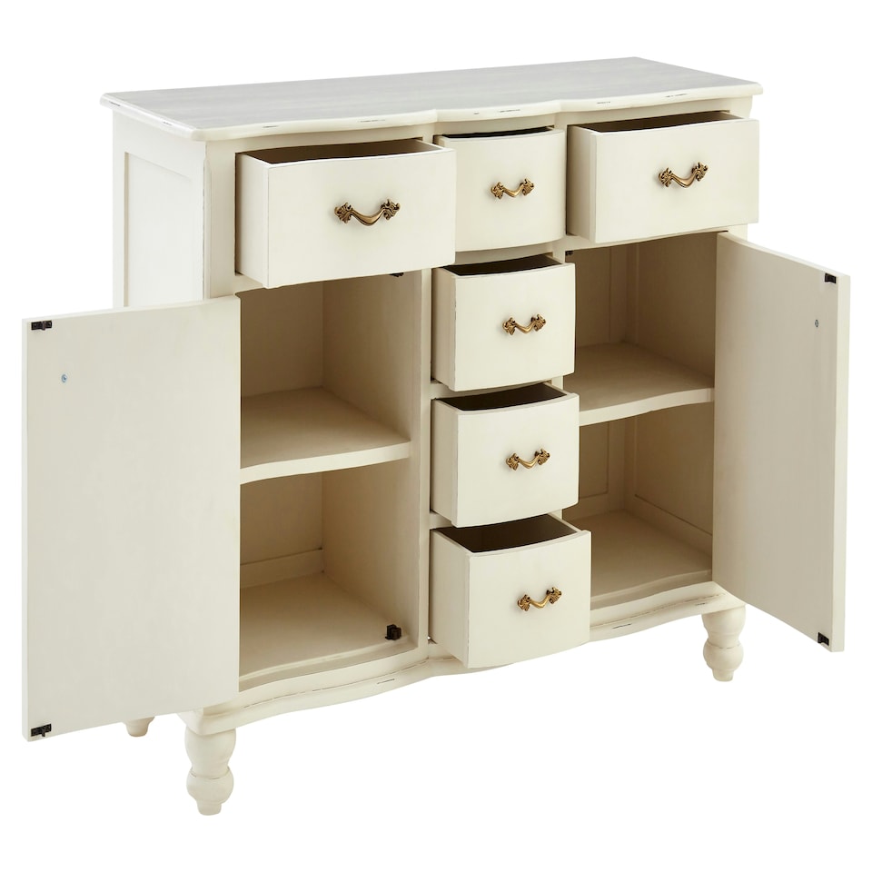 image 1 of Sustainable 6 Drawer White Sideboard, Modern Storage Small Sideboard, Elegant Design Wooden Sideboard White