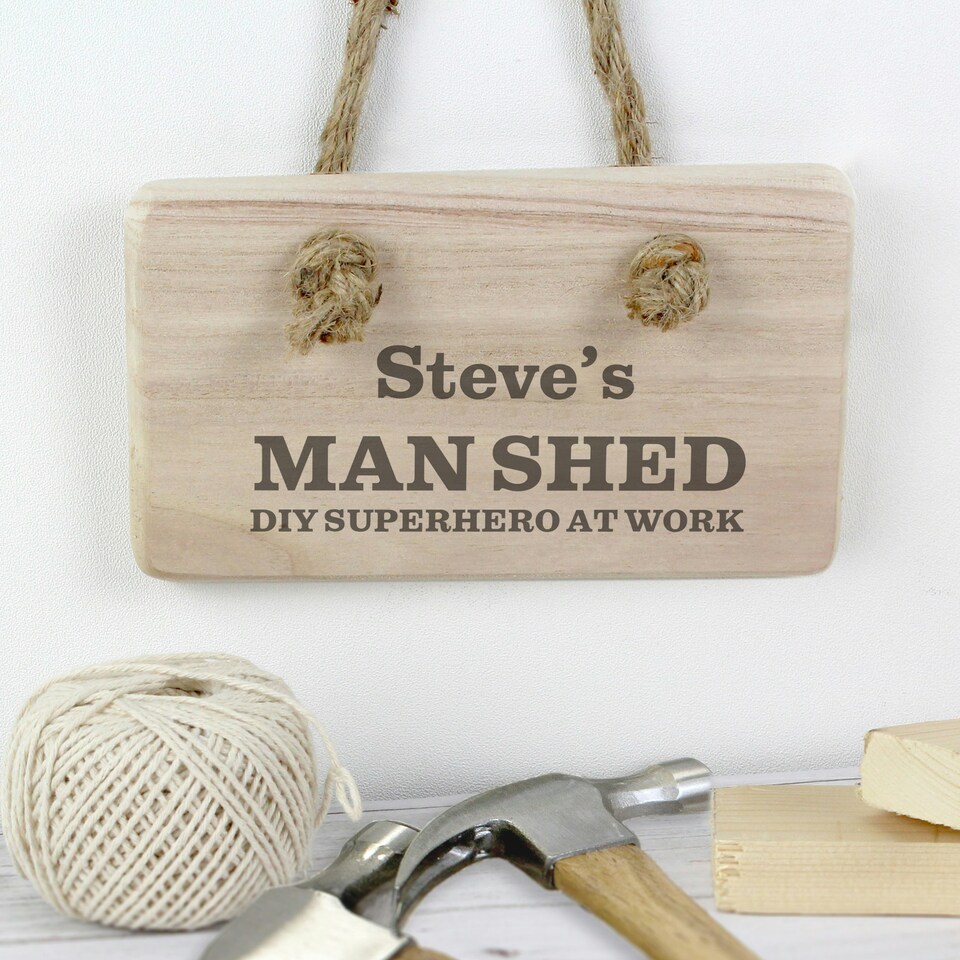 image 1 of Personalised Man At Work Wooden Sign