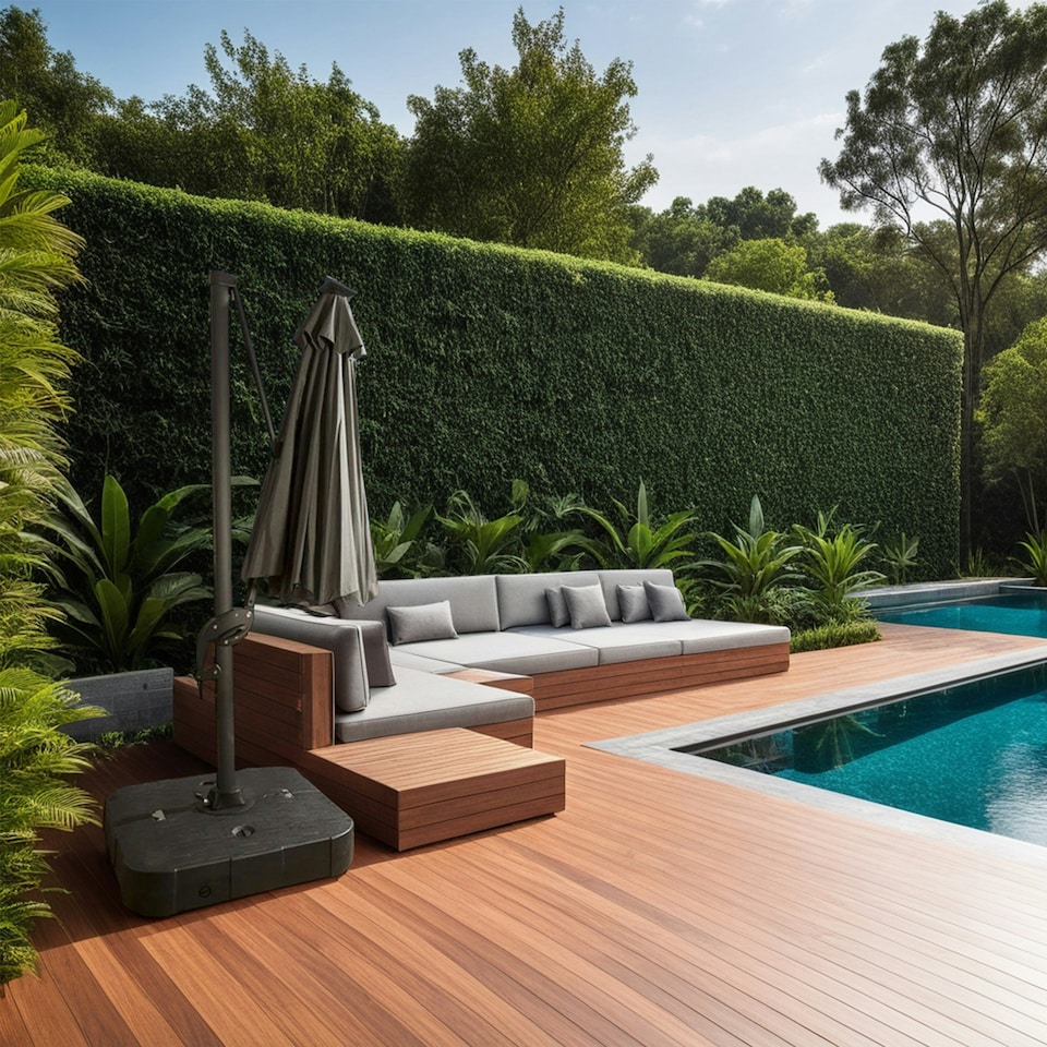 image 1 of Cantilever Garden Parasol and Base 3.5m Diameter - Dark Grey Grey