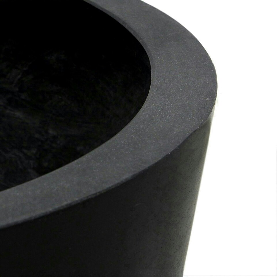 image 1 of Primrose Black Polystone Patio Garden Outdoor Round Planter 50cm