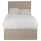 image 1 of Interiors By Premier Elegant Beige Velvet Double Ottoman Bed, Classic Button Tufted Bedroom Bed, Ottoman Stud Detailed Bed
