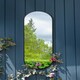 image 1 of The Vultus - New Black Metal Framed Double Arched Garden Wall Mirror 71" X 24" (180CM X 60CM) Suitable for Outside and Inside Black