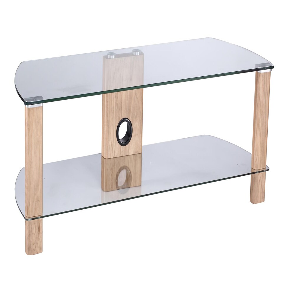 image 1 of Century TV-Stand Light Oak/Glass, 1200 | Brown | Light Oak with clear glass | 80