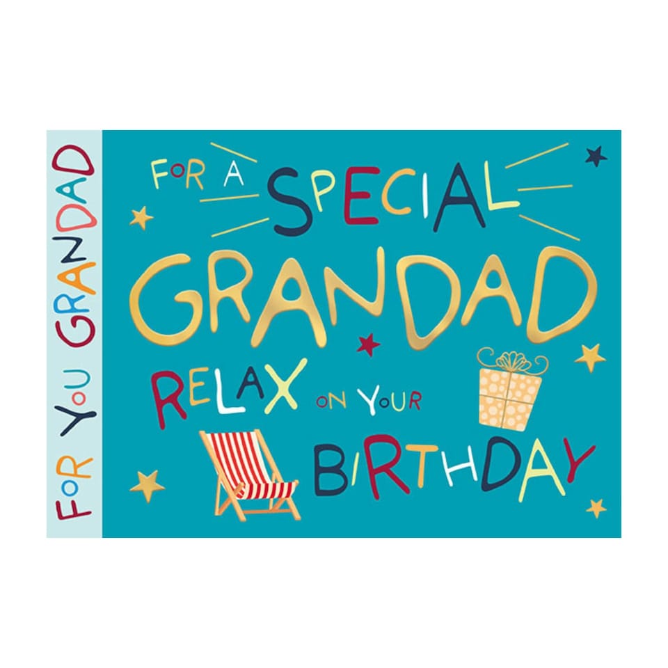 image 1 of Words 'n' Wishes Birthday Card for Grandad, Foiled Letters, Multicoloured, 22 x 15.8 cms
