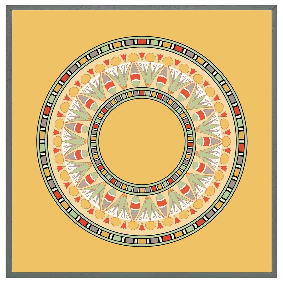 image 1 of Orange circle ornament. round frame (Picture Frame) White | XS