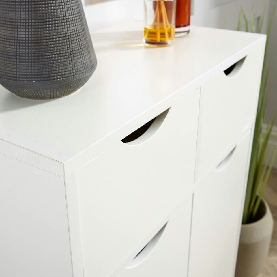 image 1 of Sideboard Storage Cabinet With Drawers Cupboard Solid Wood Legs White | 2 Door 2 Drawers