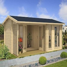 Montrose 44-Log Cabin, Wooden Garden Room, Timber Summerhouse, Home Office - L615 x W429.7 x H250.8 cm Brown