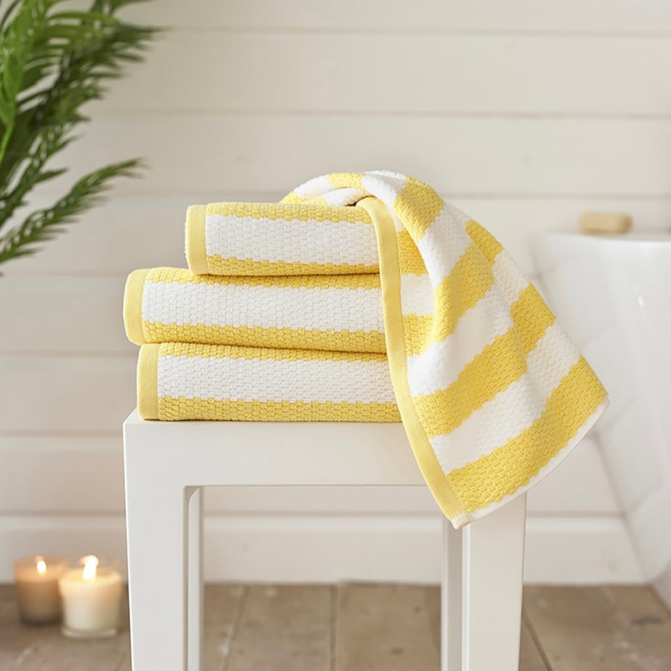 image 1 of Boston 100% Cotton Striped Towels by Lobster Creek – Luxurious, Absorbent, 550 GSM, Yarn-Dyed, Coastal Design Blue | White | Hand towel