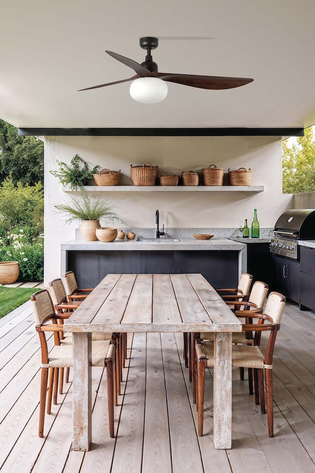 image 1 of Outwood 150cm Smart Ceiling Fan Dark Brown, Walnut Blades, E27 Light, IP44