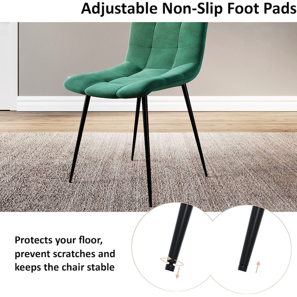 image 1 of Vida Designs Richton Set of 2 Dining Chairs Upholstered Fabric Padded Chair, Green | Green | Green