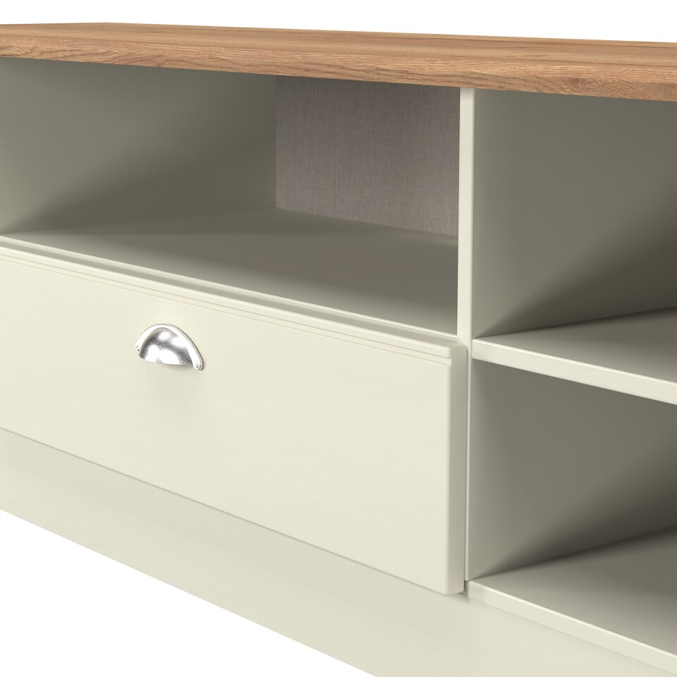 image 1 of Albert Wide 1 Drawer TV & Media Unit in Cream Ash & Riviera Oak (Ready Assembled) | Cream | Cream Ash & Riviera Oak