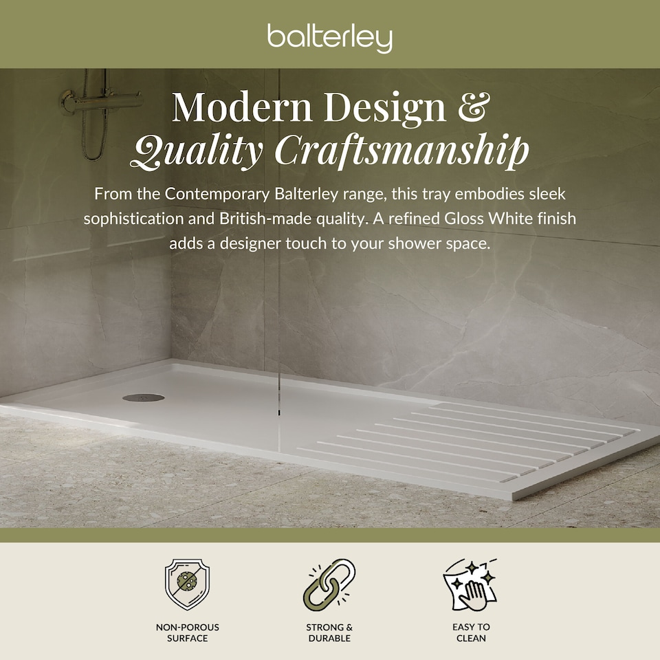 image 1 of Premium Walk In Shower Tray White 1600mm x 800mm | White | White | 1