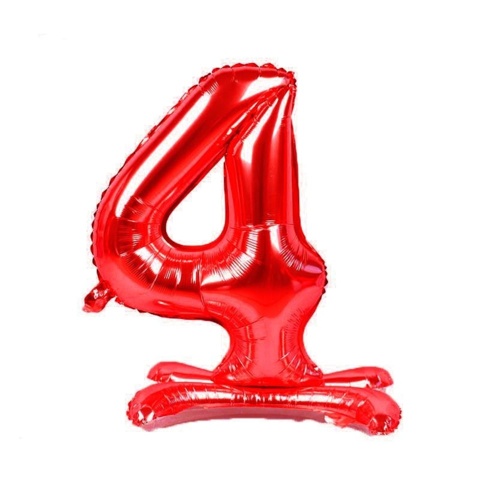 Realmax Standing Number 4 Foil Balloon - Red - One Size