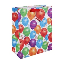 Colourful Birthday Balloons Large White Gift Bag 33cm
