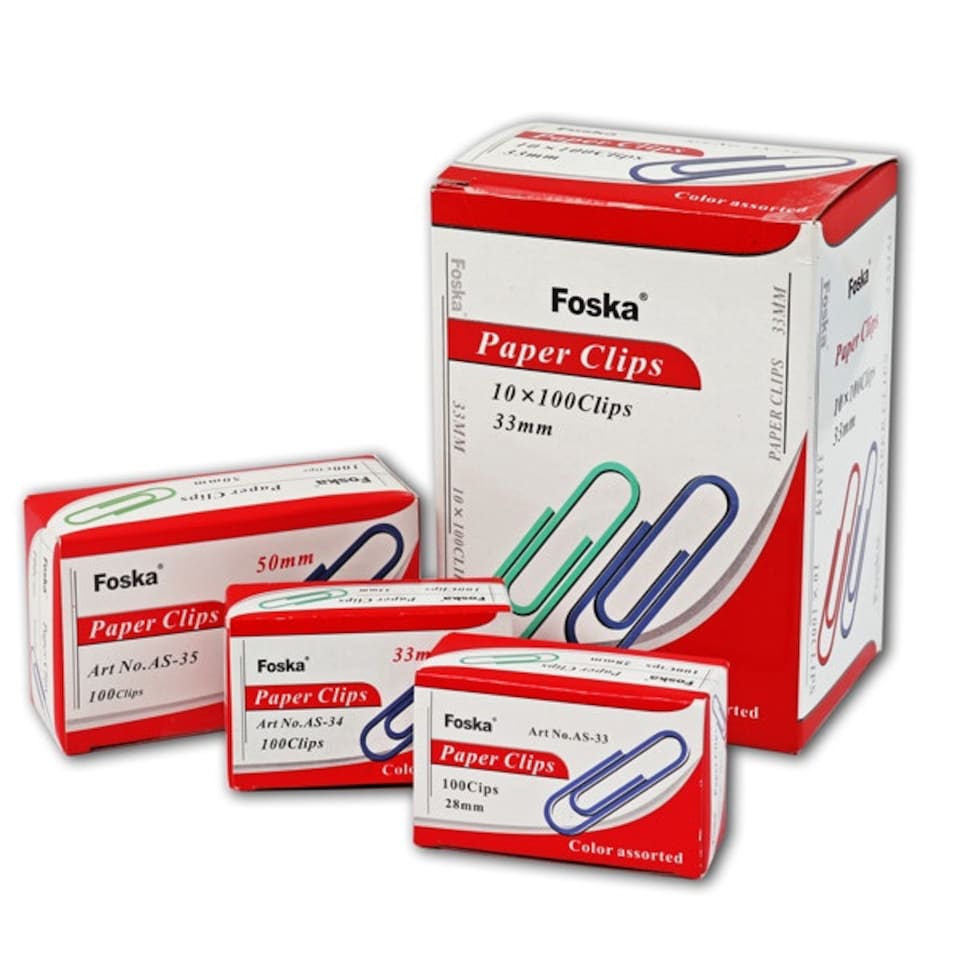 image 1 of Pack of 100 Assorted Coloured 28mm Paper Clips