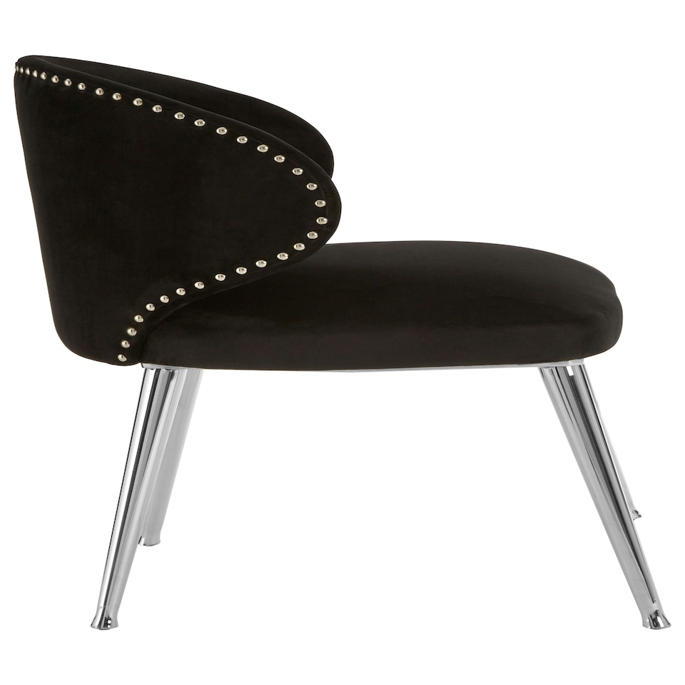 image 1 of Interiors by Premier Black Velvet Dining Chair, Accent Dining Chair for Living Room, Upholstered Velvet Chair with Curved Back