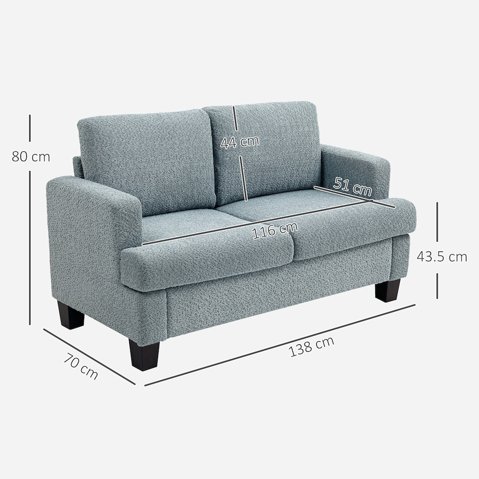 image 1 of HOMCOM 138 cm Chenille Fabric Loveseat Sofa with S-springs, Light Grey 