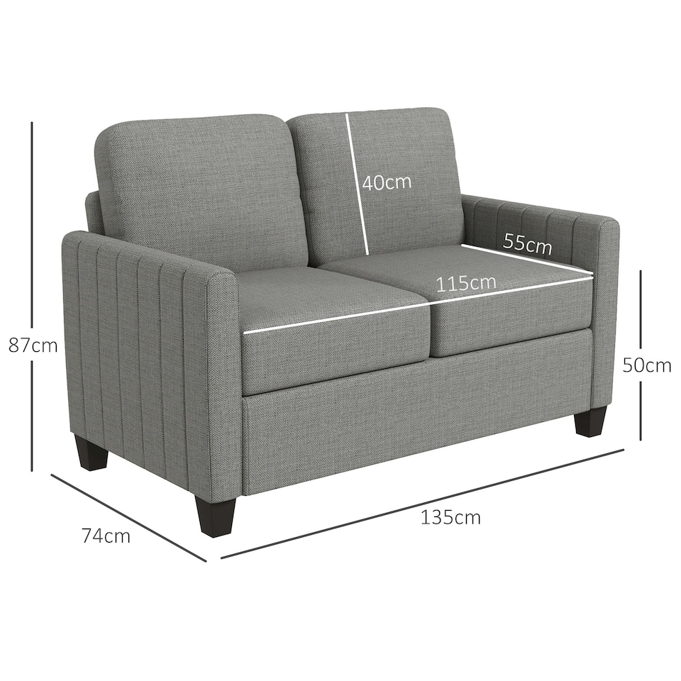 image 1 of HOMCOM Modern 2 Seater Sofa with Spring Cushion, Back Pillow, Grey Grey