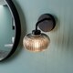 image 4 of ValueLights Amaia Matte Black IP44 Rated Single Smoked Ribbed Glass Wall Light