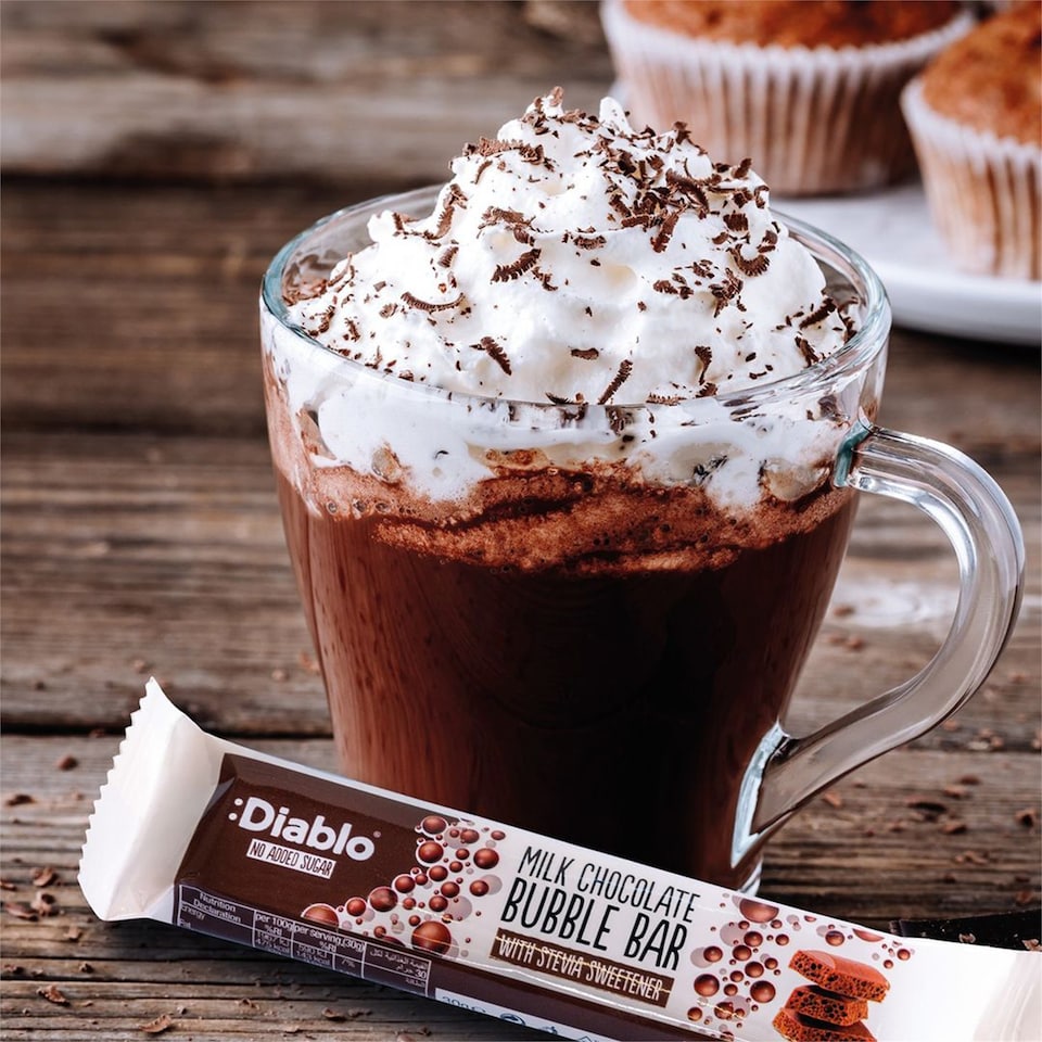 image 1 of Diablo No Added Sugar Milk Chocolate Bubble Bar 30g 6 Pack