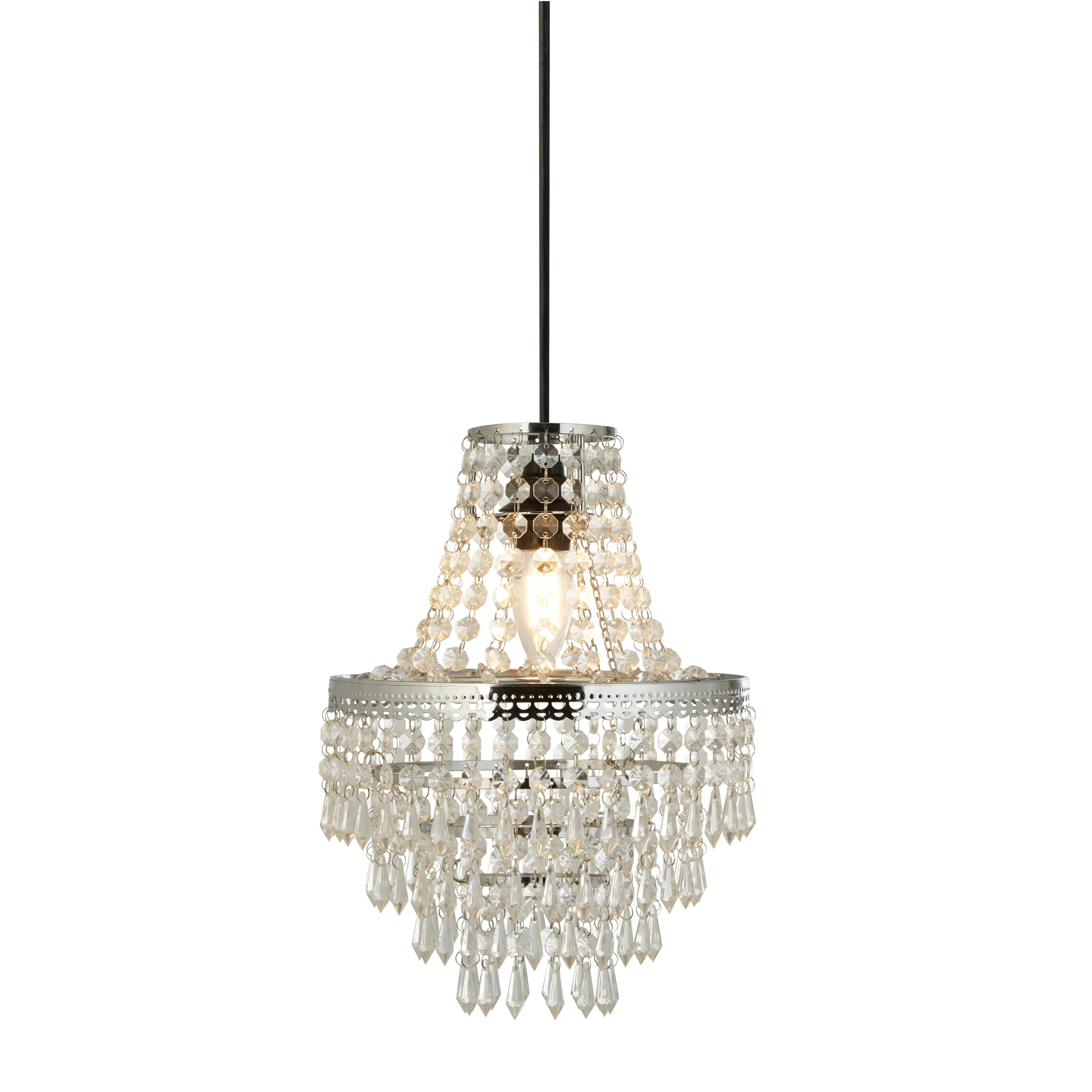 Chrome and Clear Acrylic Vintage Drop Light Shade - One Size / Silver