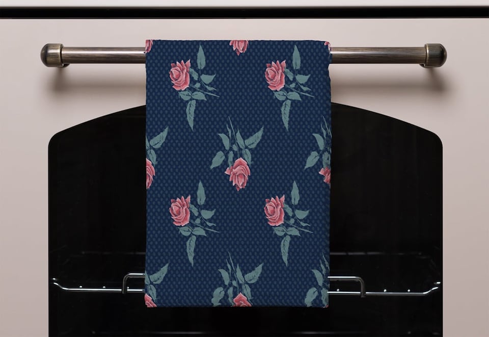 image 1 of Roses & Spots Print (Kitchen Towel)