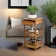 image 6 of 3 Tier Wooden Tall Side Table With Drawer Brown