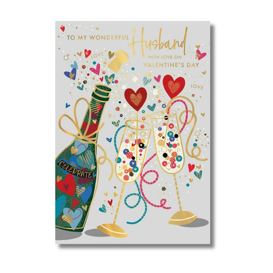 image 1 of Words 'n' Wishes Valentine’s Day Card for Husband, 23.5 x 16.5 cm, Multicoloured, UK-Made, FSC Certified