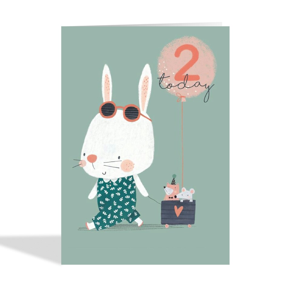 image 1 of Cute Bunny & Friends 2nd Birthday Card