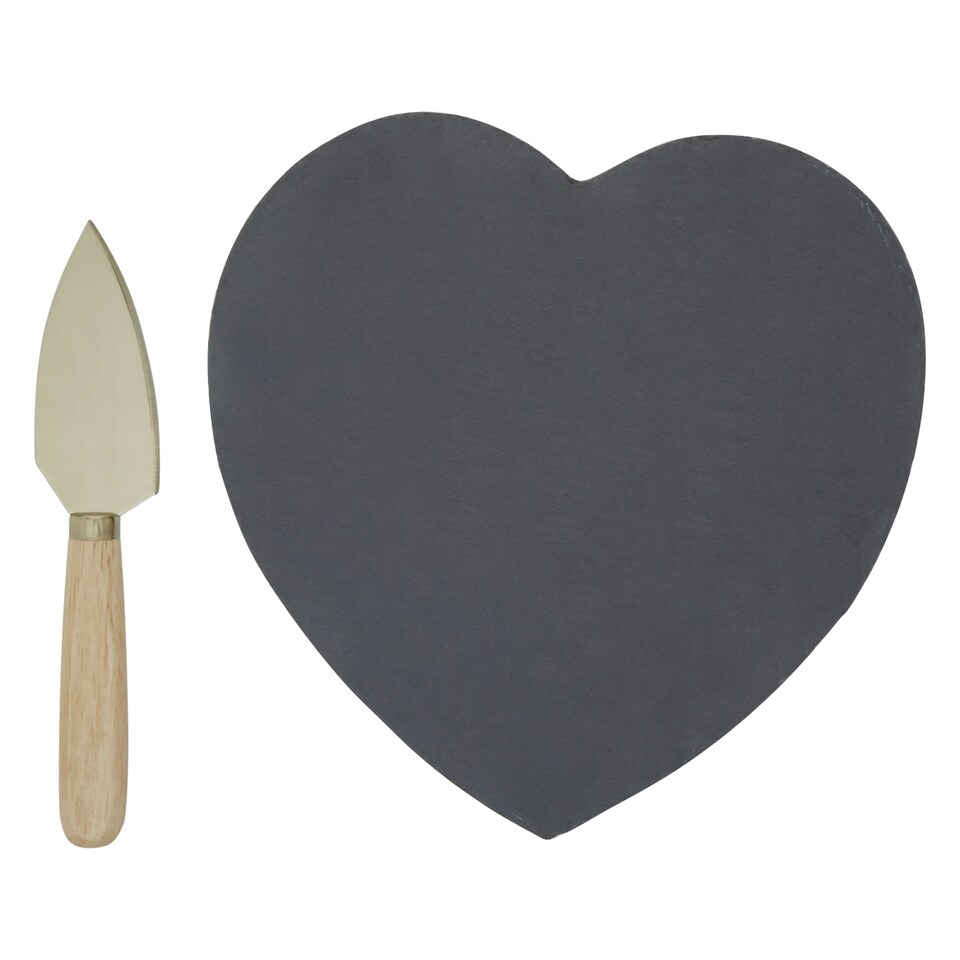 image 1 of Maison by Premier Carter Heart Slate Cheese Board With Gold Knife