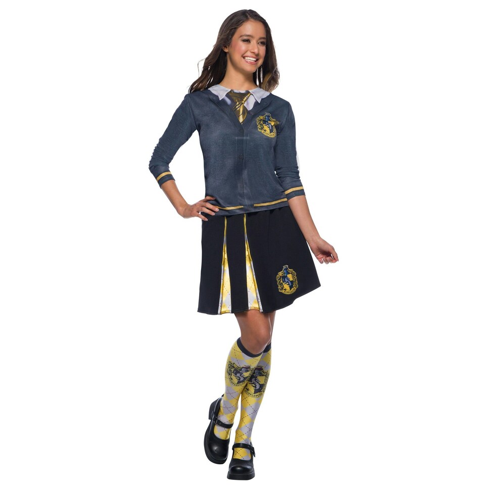 image 1 of Harry Potter Girls Hufflepuff Costume Skirt - Black/Yellow/Grey - One Size One Size