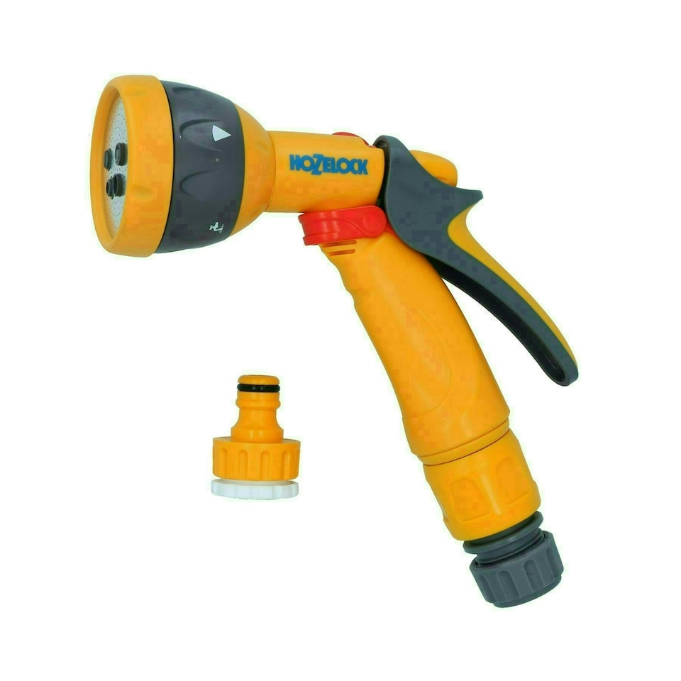 image 1 of Hozelock Spray Nozzle Garden Hose Pipe Water Gun 5 Function & 3 Fittings Yard