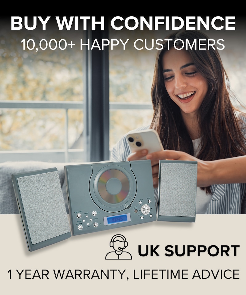 image 1 of CD Player with Speakers - HiFi System for Home with Radio, USB, MP3, Clock Alarm & Remote - Compact Stereo System with Wall Mount Design - Small CD Players for Home - GTMC-101