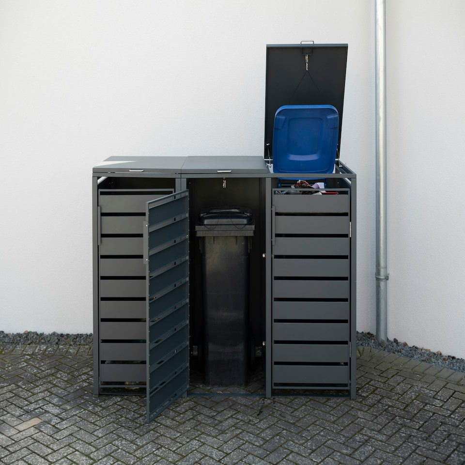 image 1 of Trimetals Triple 240L Wheelie Bin Store Anthracite Grey Grey