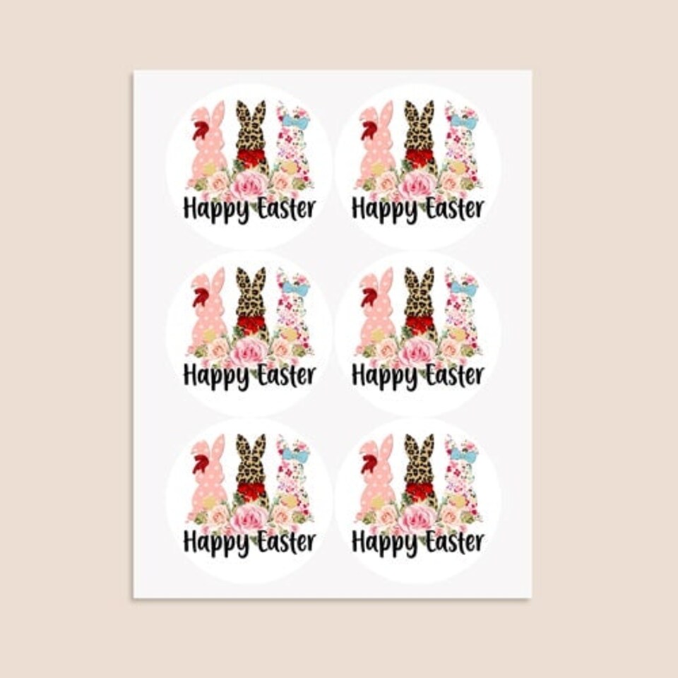 image 1 of Happy Easter Round Stickers 88mm - Sheet of 6