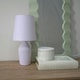 image 3 of ValueLights Arlo Pair of Lilac Ceramic Table Lamps with Lilac Shades and LED Bulbs Purple