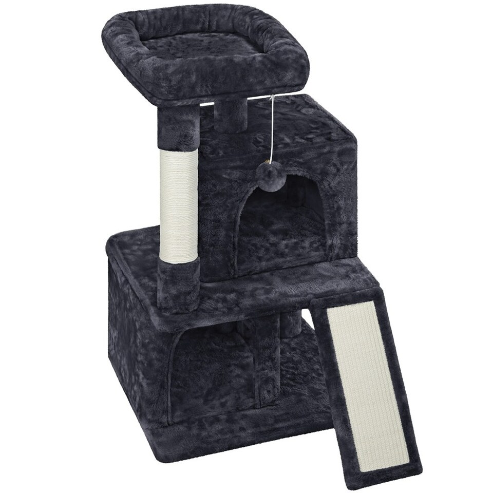 image 1 of Yaheetech 92 cm Cat Tower with Double Condos Black