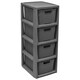image 1 of Grey 4 Drawer Stylish Rattan Effect Storage Tower Commode Baskets For Home & Office Grey