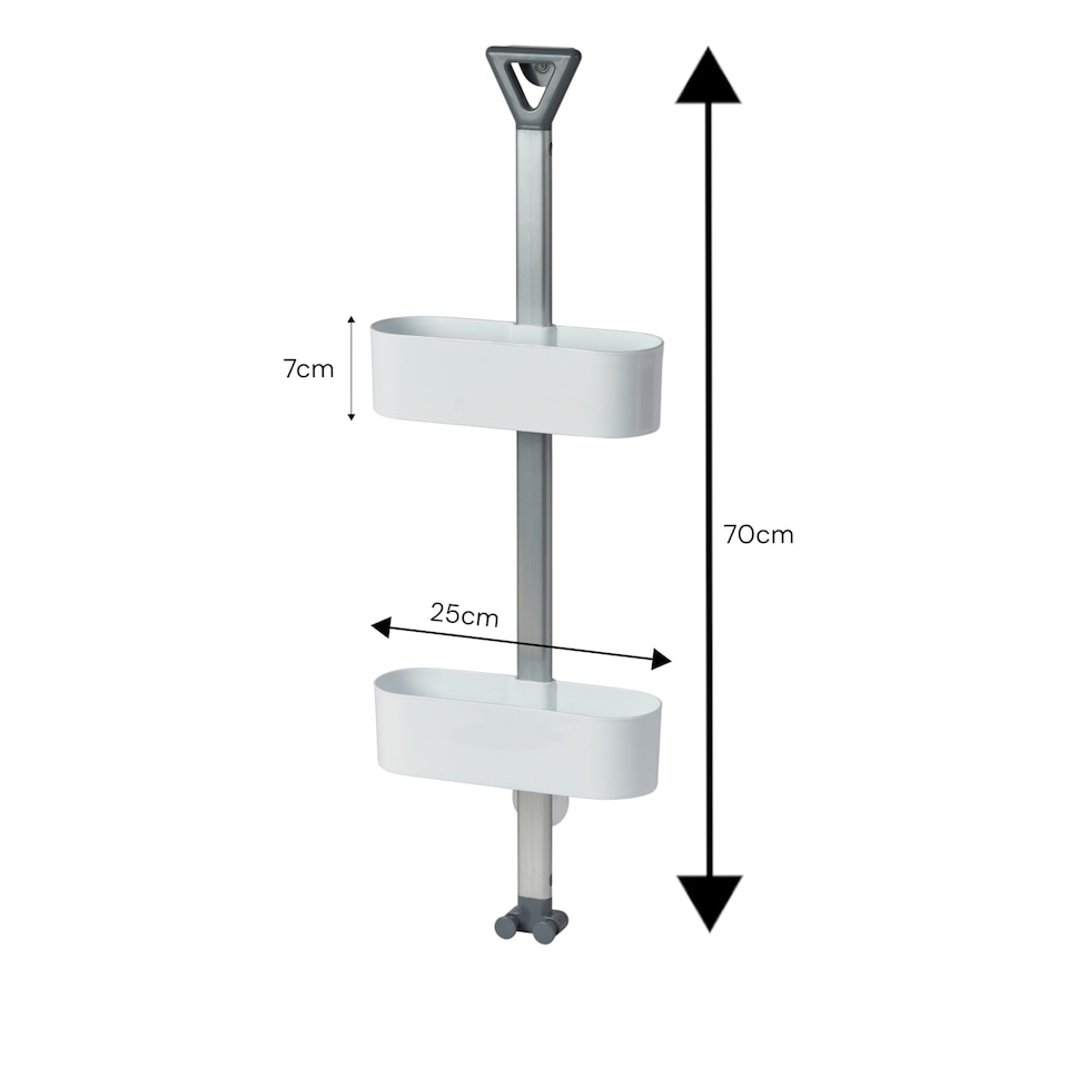 image 1 of Showerdrape Elements White 2 Tier Basket Hanging Shower Caddy | White | 1