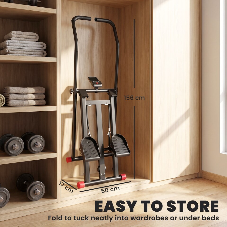 image 1 of SPORTNOW Foldable Stair Stepper for Home Gym with 3 Resistances