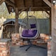 image 1 of Samuel Alexander Hanging Garden Rattan Egg Chair with Steel Frame and Waterproof Cover in Indigo | Purple | Indigo